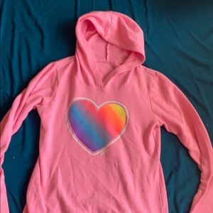 Pink rainbow heart hoodie